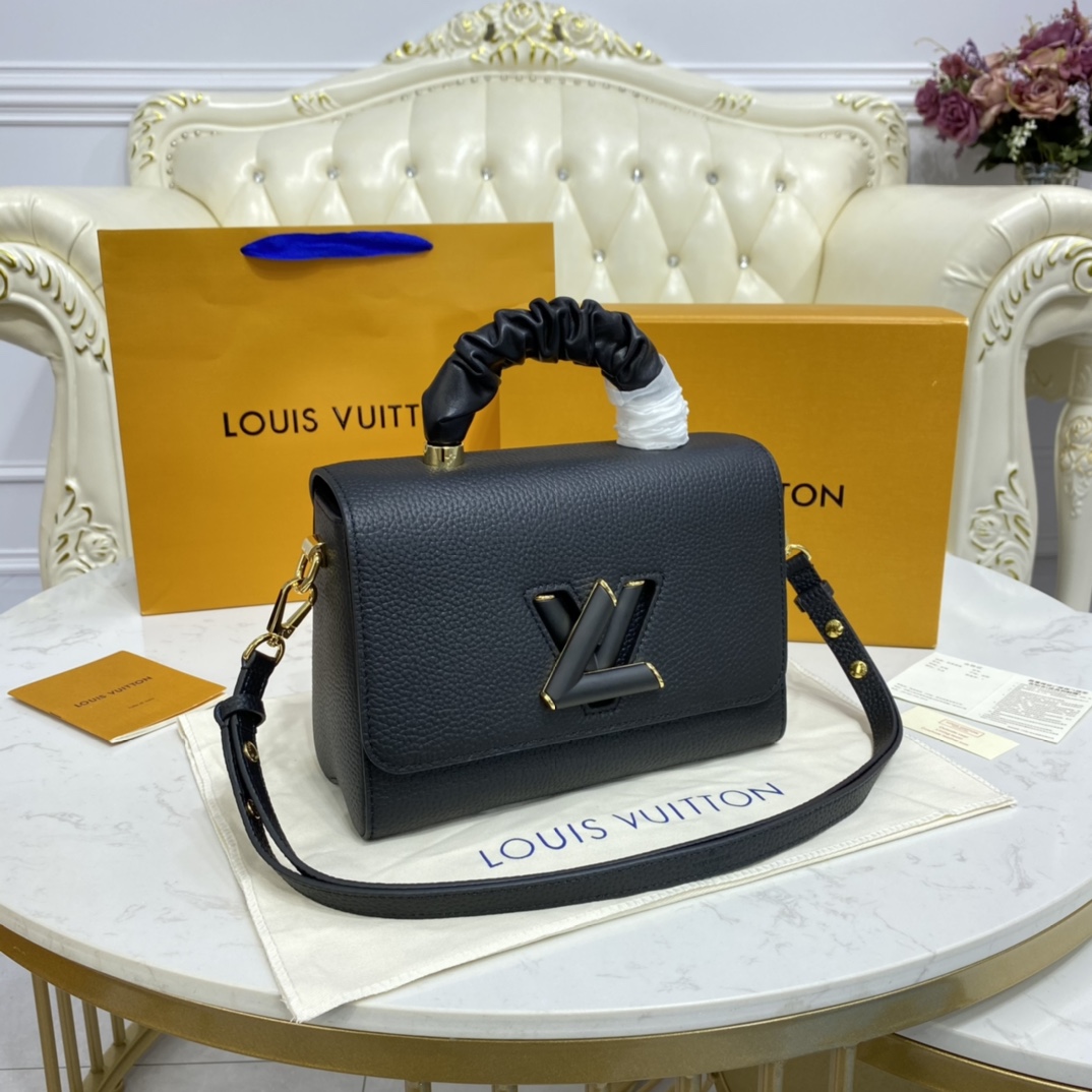 Louis Vuitton TWIST MM Handbag Taurillon Leather M58688 Black